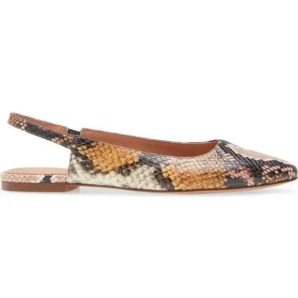 Madewell Margo Snakeskin Slingback Flats, Size 6.5 - Picture 12 of 15